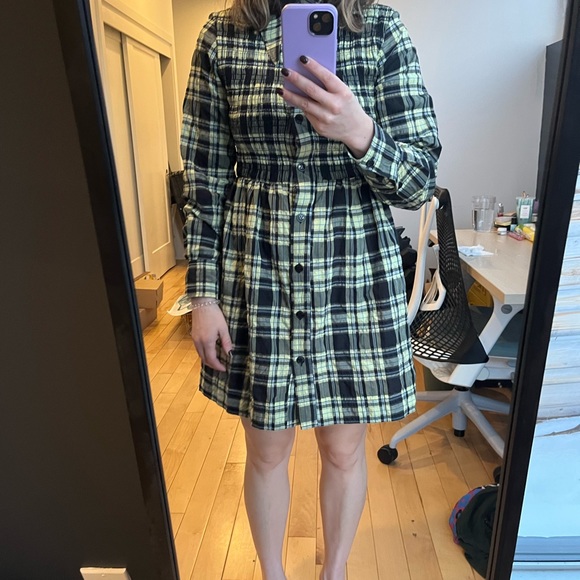 Ganni seersucker plaid dress size 34 EU - Picture 3 of 3